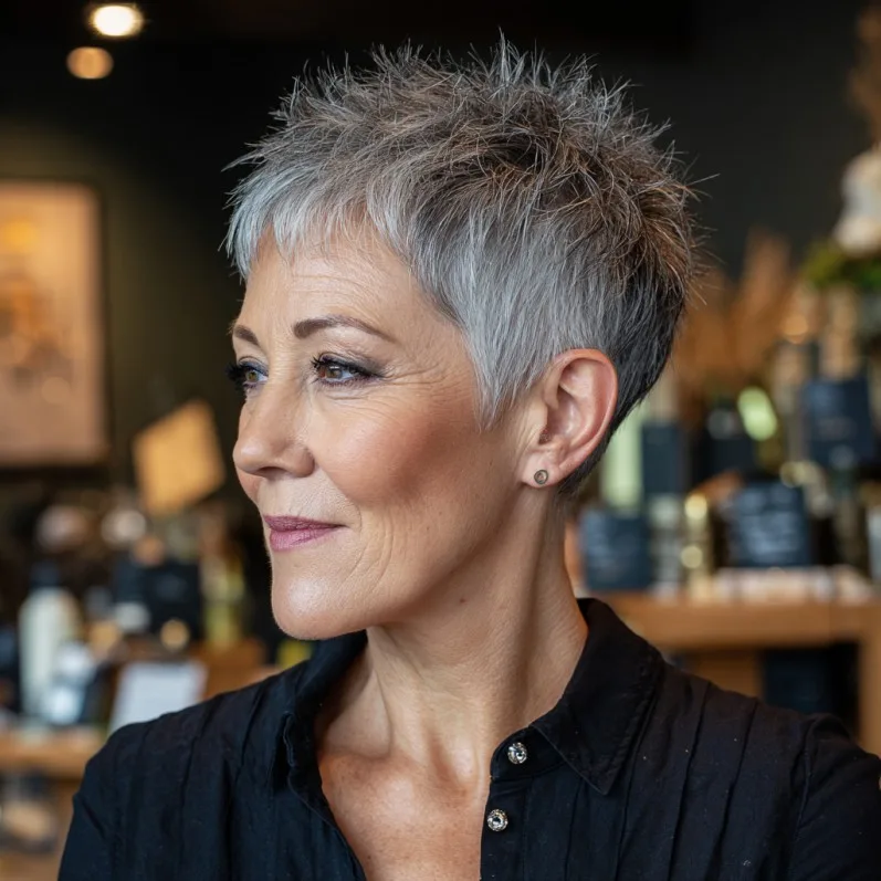 Modern Spiky Pixie Cut with Textured Crown