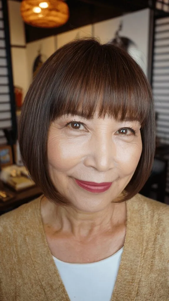 Modern Straight Pageboy Bob with Bold Bangs