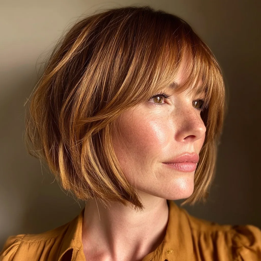 Modern Textured Bob with Soft Bangs