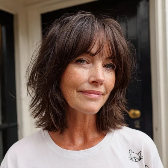 Modern Textured Choppy Bob with Soft Fringe
