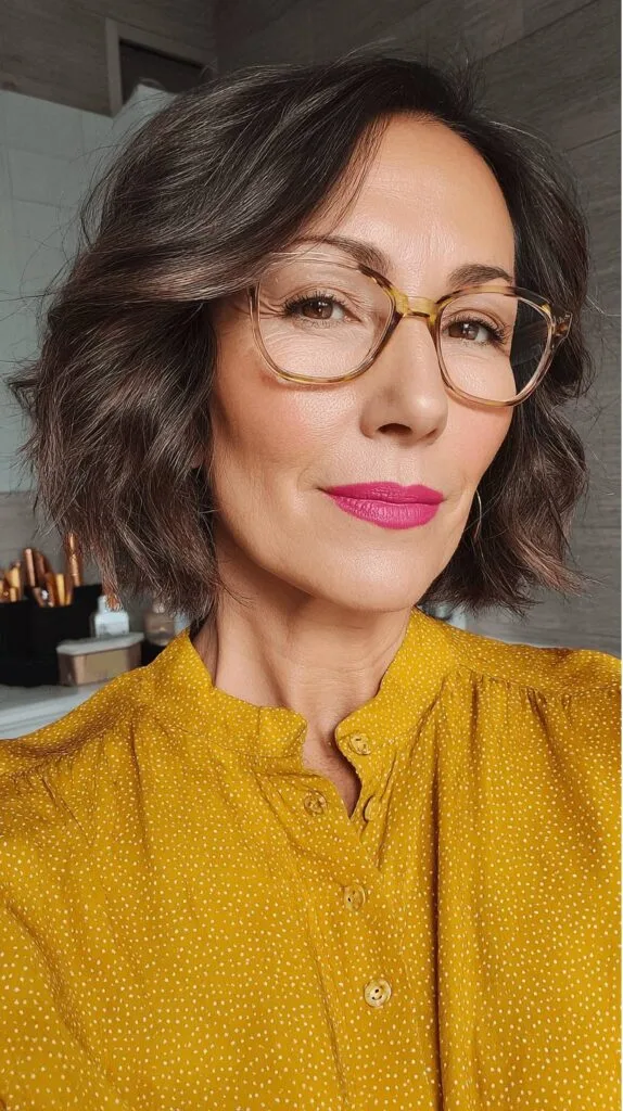 Modern Textured Curly Bob with Soft Waves