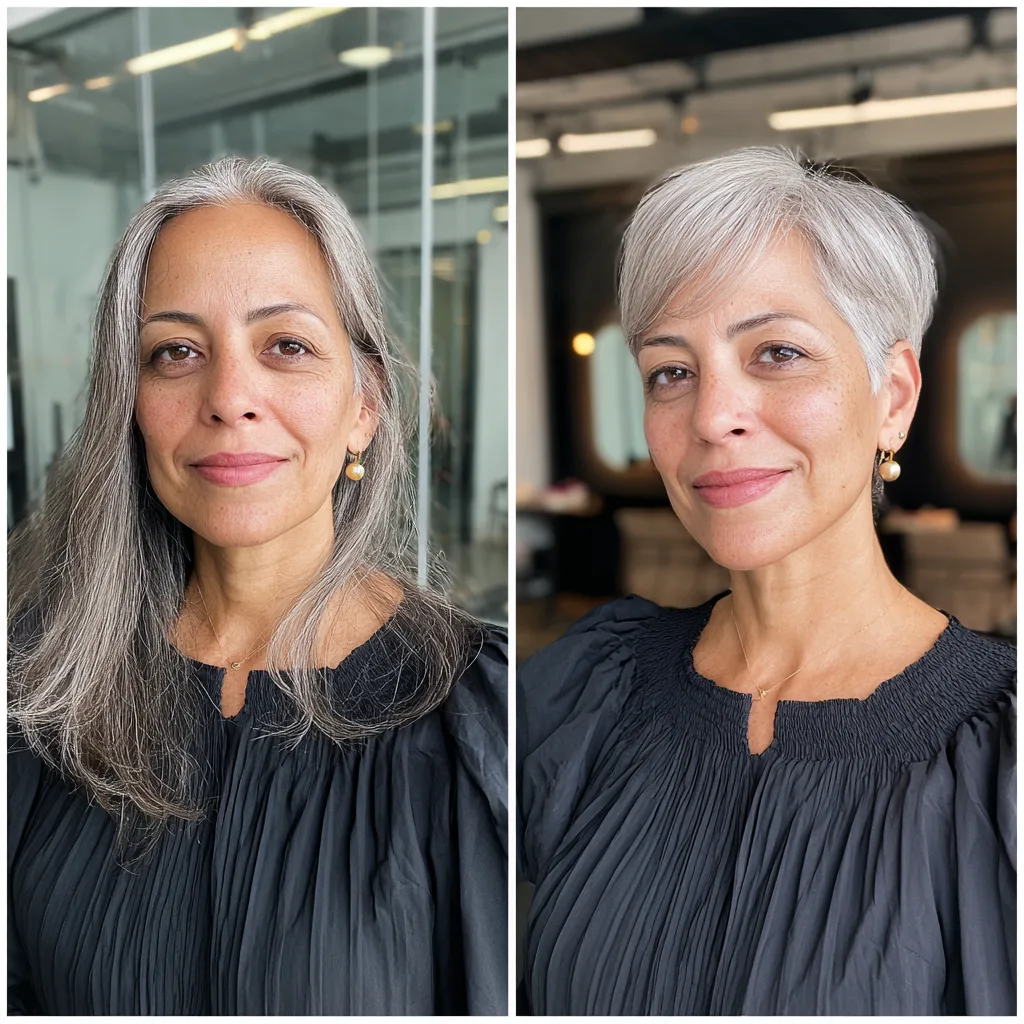 Modern Textured Grey Pixie with Subtle Volume