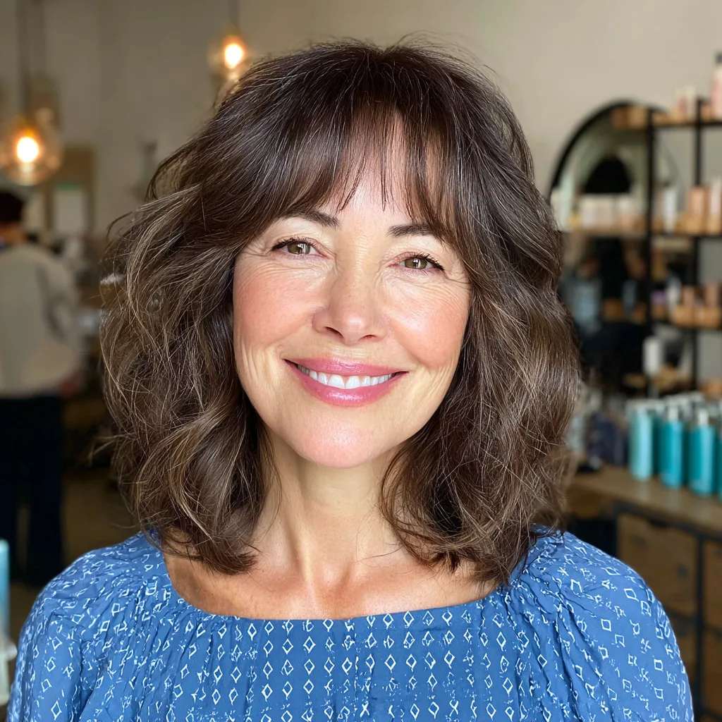 Modern Textured Lob with Soft Bangs