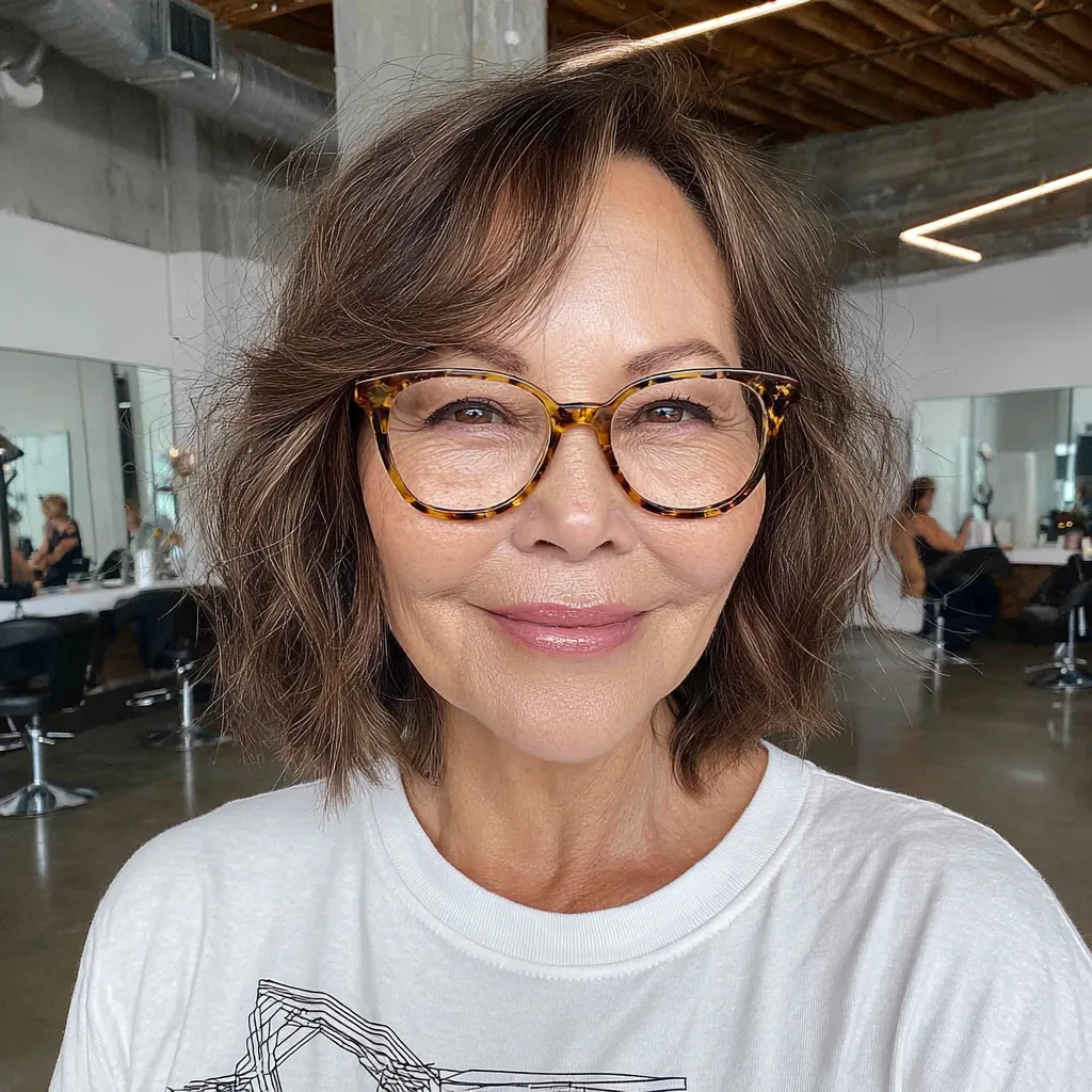 Modern Textured Long Choppy Bob with Subtle Waves
