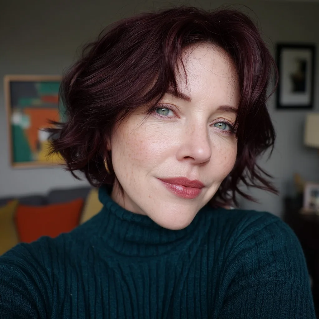 Modern Textured Short Cut with Soft Red Undertones