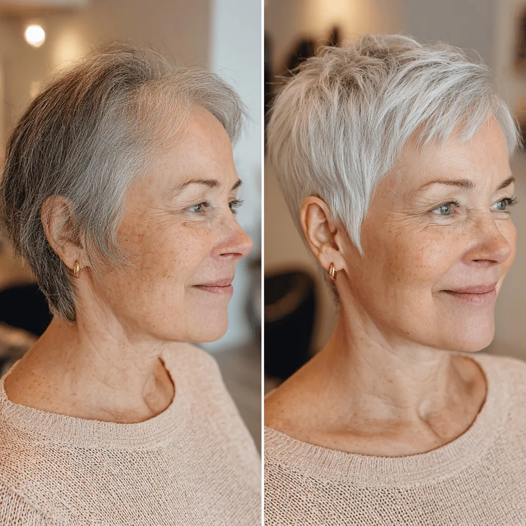 Modern Textured Silver Pixie Cut with Soft Layers