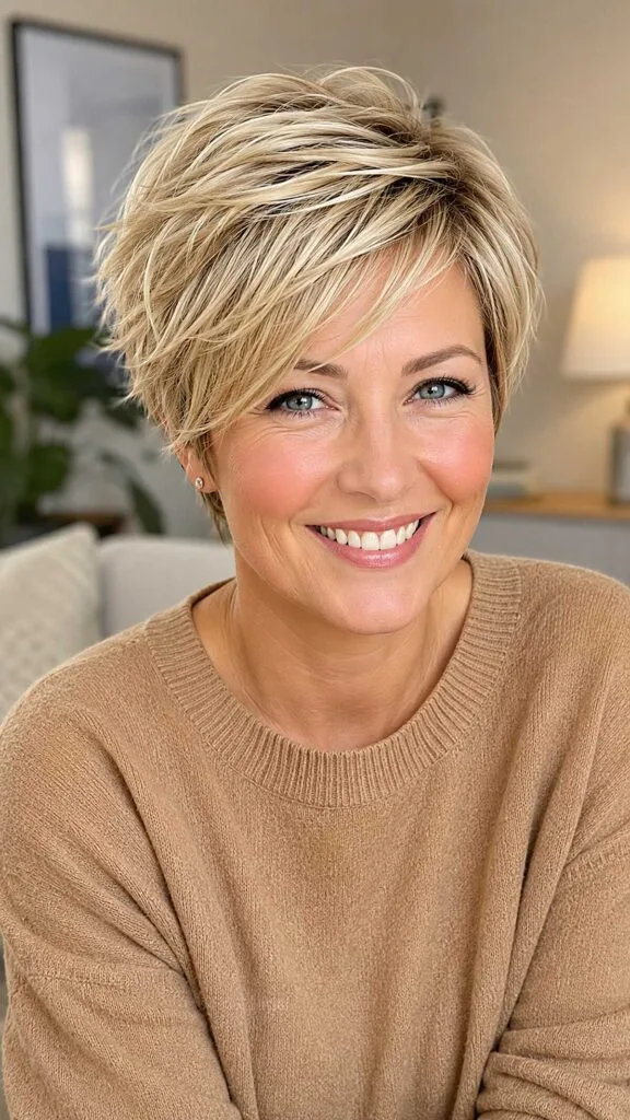 Piecey Blonde Pixie with Textured Crown