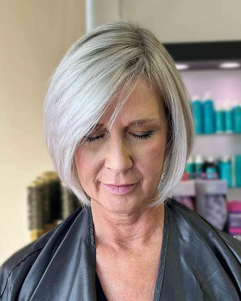 Platinum Side-Parted Bob for Ladies Over 50