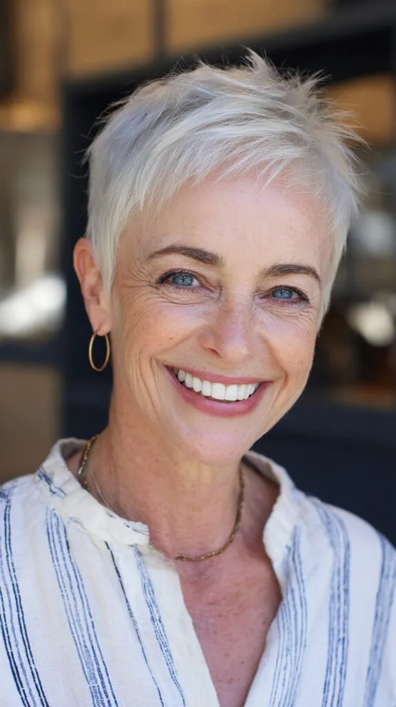 Platinum Whisped Pixie with Feathered Micro Fringe