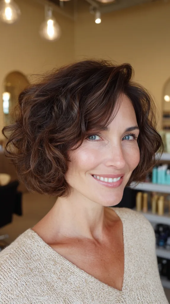 Playful Curly Chin-Length Bob with Soft Layers