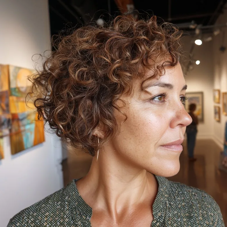 Playful Curly Short Bob with Soft Volume
