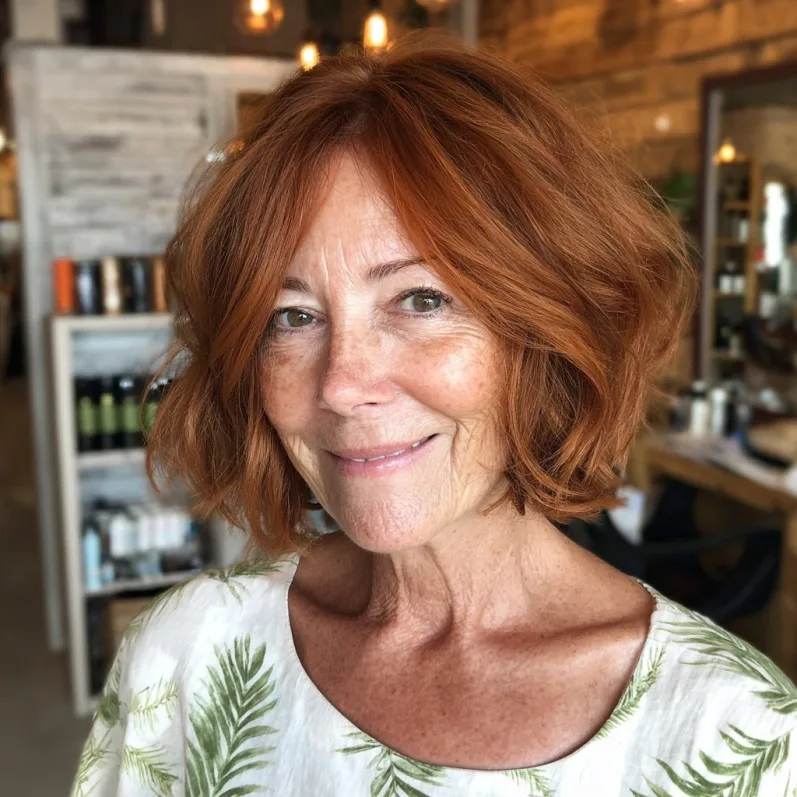 Playful Red Bob with Lively Textured Layers