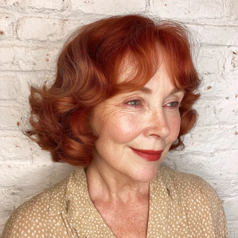 Playful Red Bob with Soft Curls