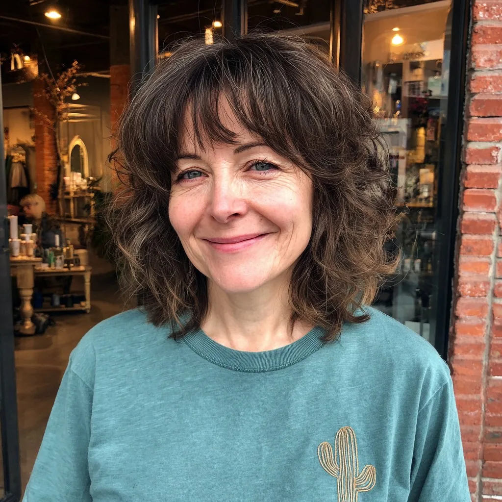 Playful Shaggy Bob with Textured Bangs