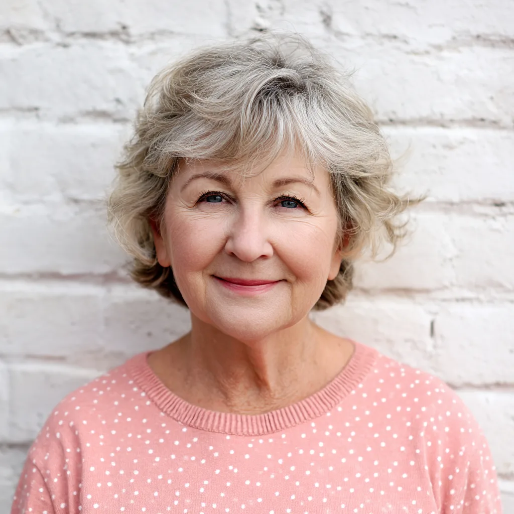Playful Soft Grey Bob with Gentle Curls