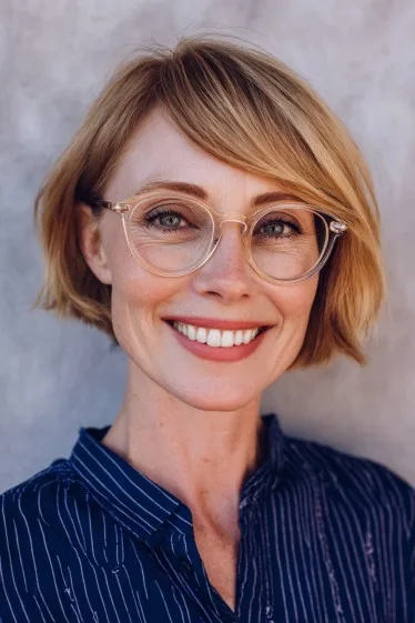 Playful Textured Bob with Side-Swept Bangs