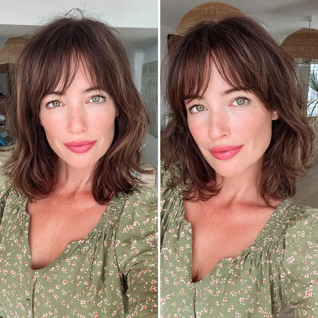 Playful Textured Midi Bob with Soft Bangs