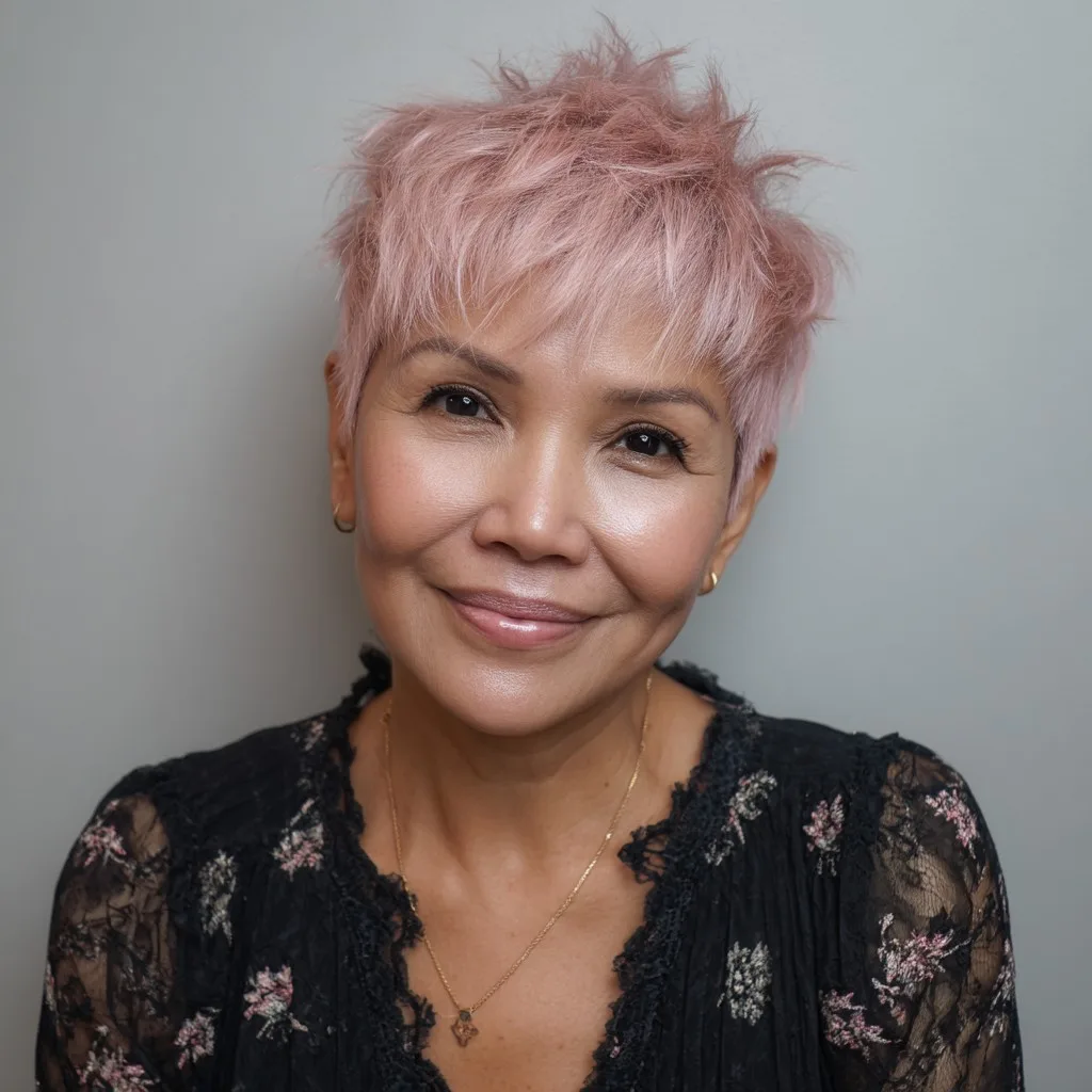 Playful Textured Pink Pixie with Lively Layers