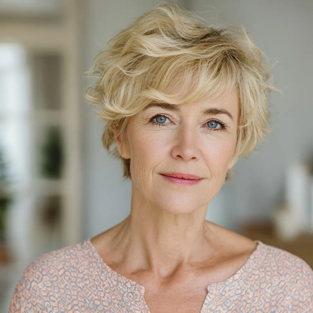 Playful Textured Pixie Cut with Soft Waves