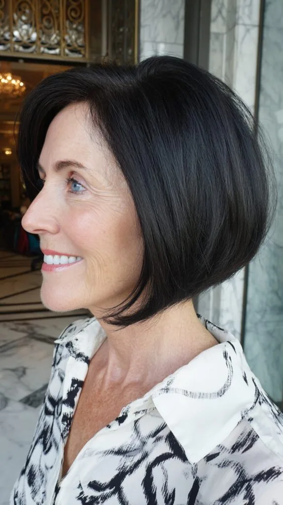 Polished Chin-Grazing Angled Bob with Soft Forward Point