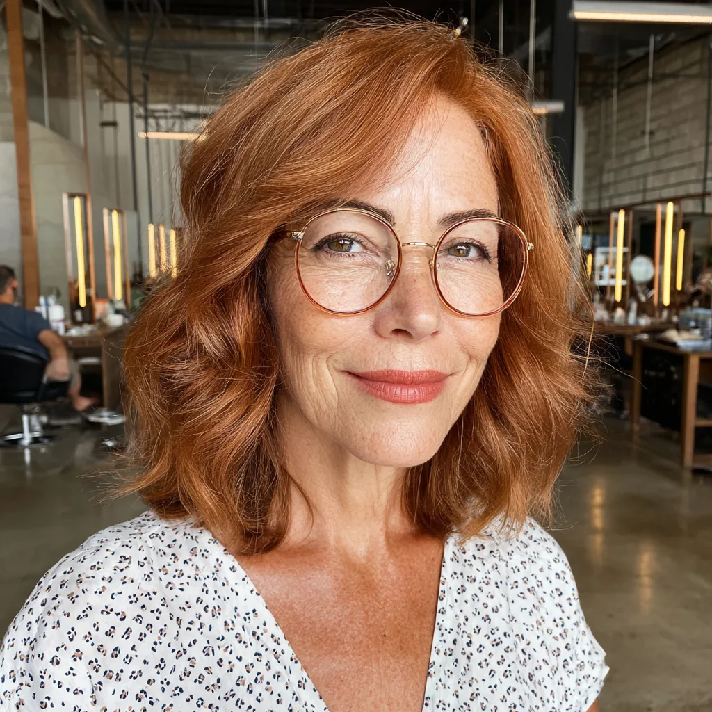 Radiant Long Choppy Bob with Soft Curls