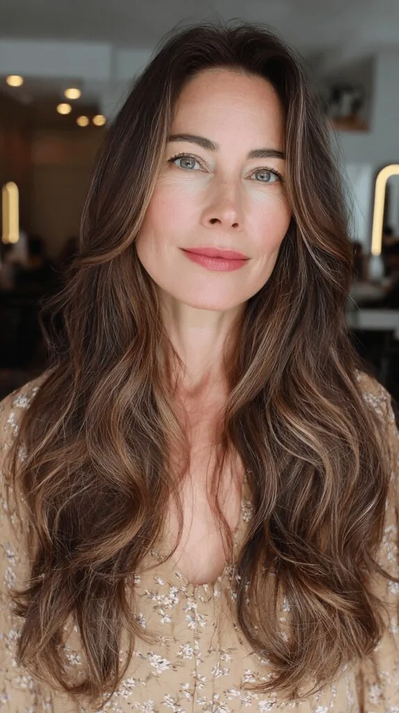 Radiant Long Wavy Layers with Sun-Kissed Highlights