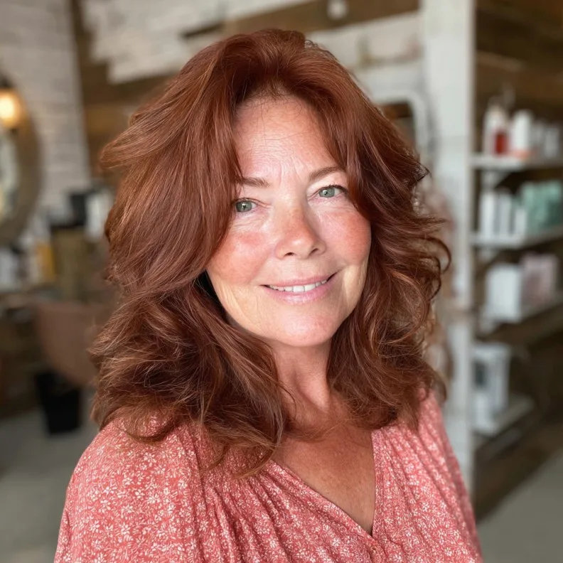 Radiant Red Wine Shoulder-Length Layers