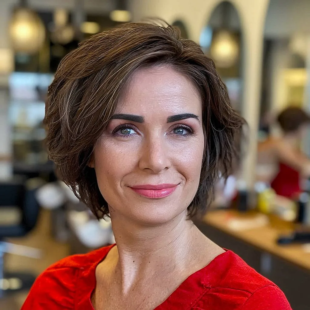 Razor shag haircut for short fine hair with soft, face-framing layers