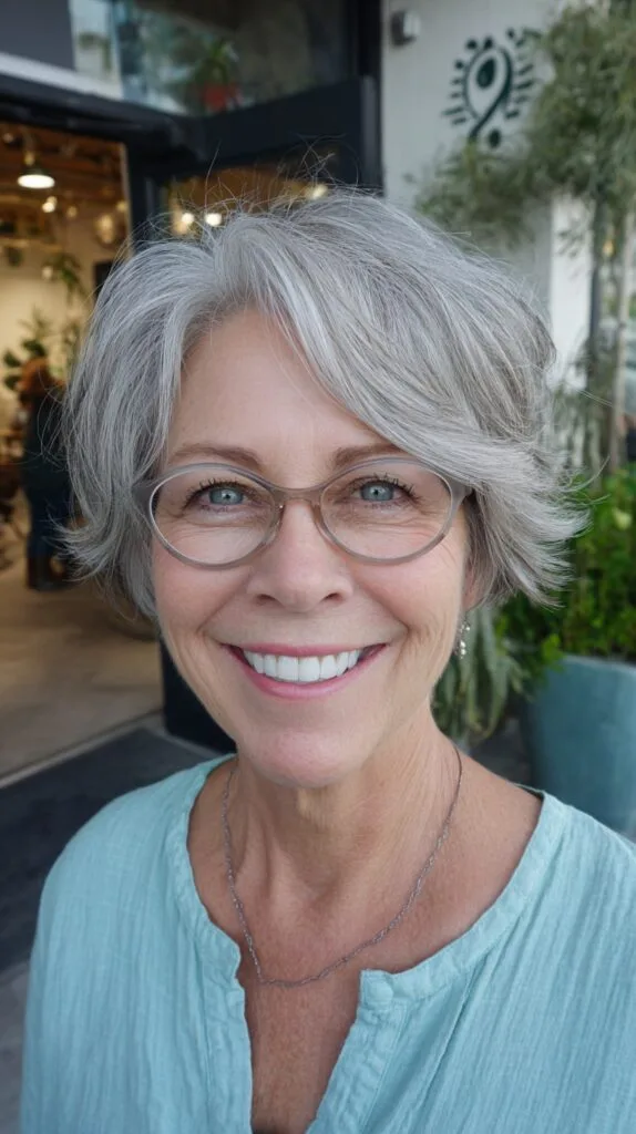 Refined Silver Layered Bob with Sculpted Edges