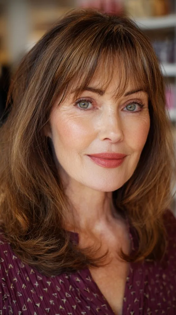 Rich Auburn Cascade with Face-Framing Highlights