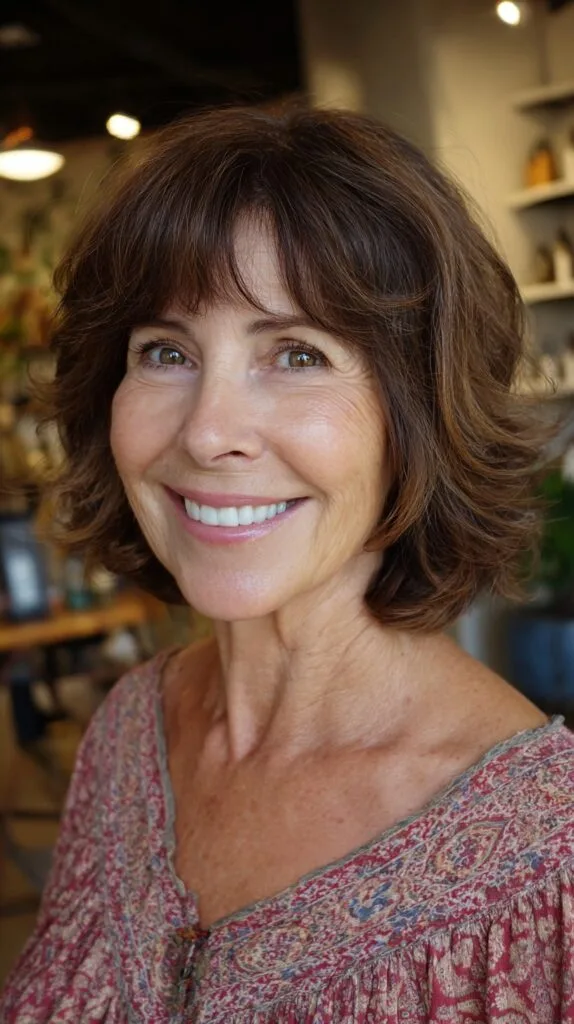Rich Espresso Textured Bob with Light Flares
