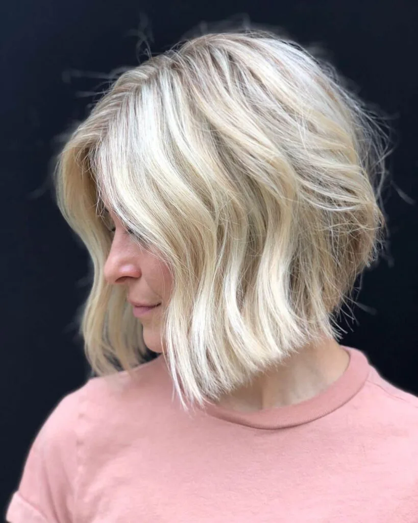 Sassy and Textured Platinum Blonde Bob