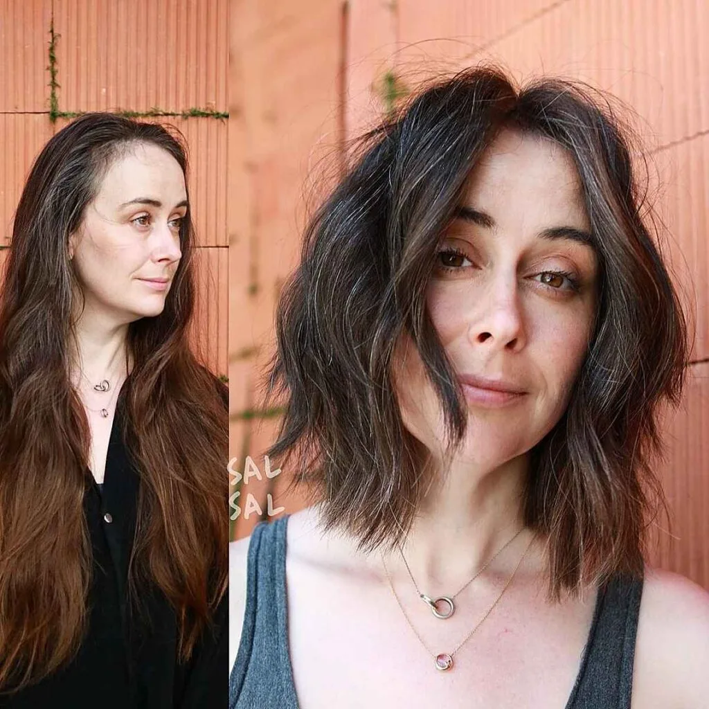 Shaggy Mid-Length Bob Hairstyle for Wavy Locks