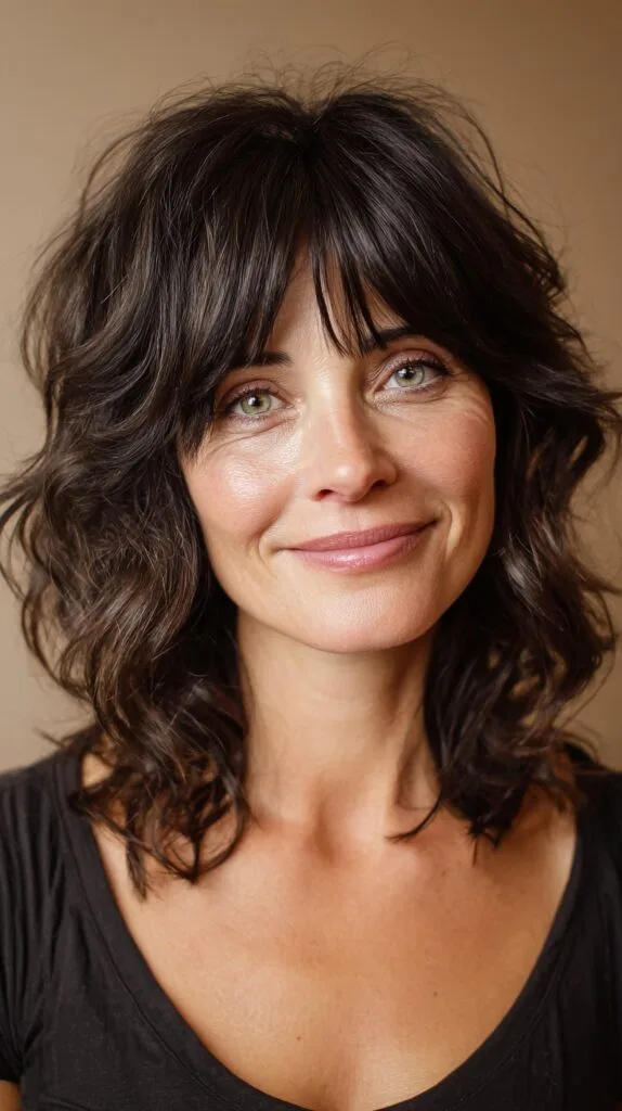 Shaggy Shoulder-Length Lob with Piecey Fringe and Root Depth