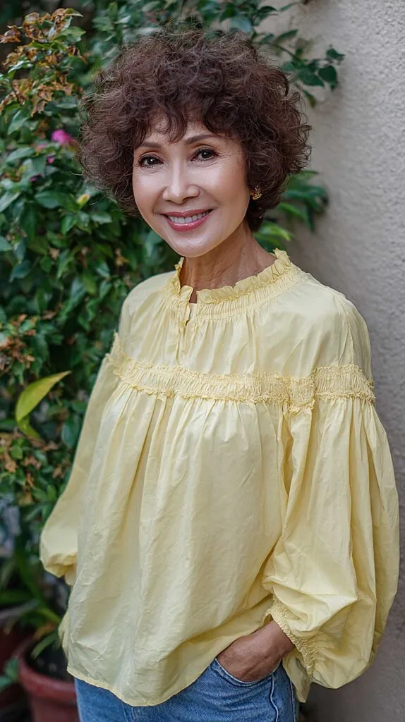 Short deep brown curly shag with compact round shape
