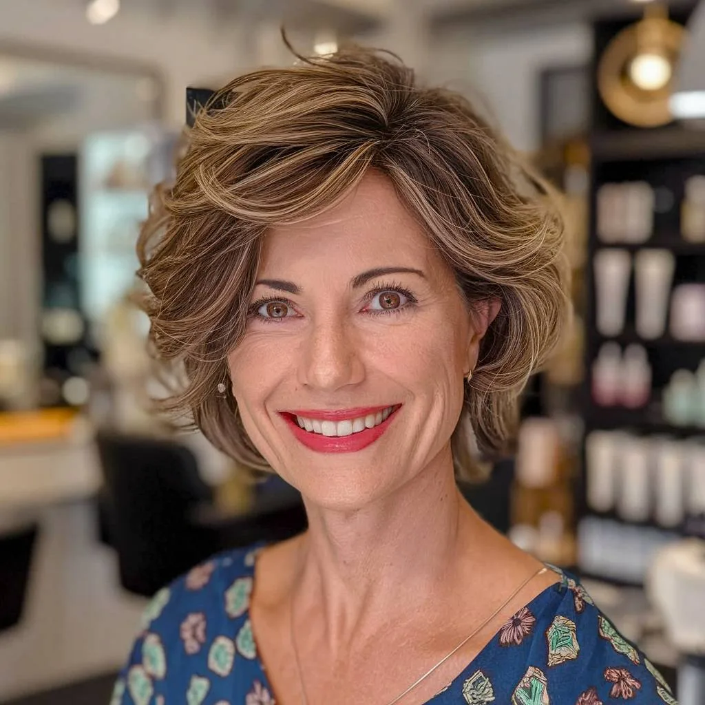 Short layered shag with voluminous, flipped-out ends for added lift