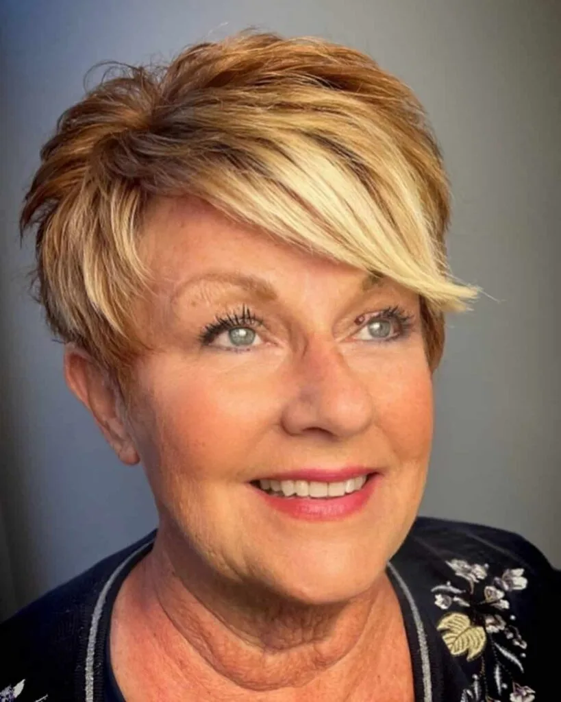 Short pixie cut for women over 50s with thick hair