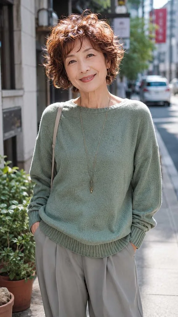 Short reddish-brown curly shag with wispy pieces