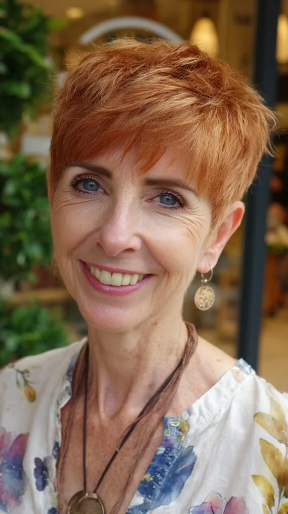 Short Textured Copper Pixie with Lifted Crown