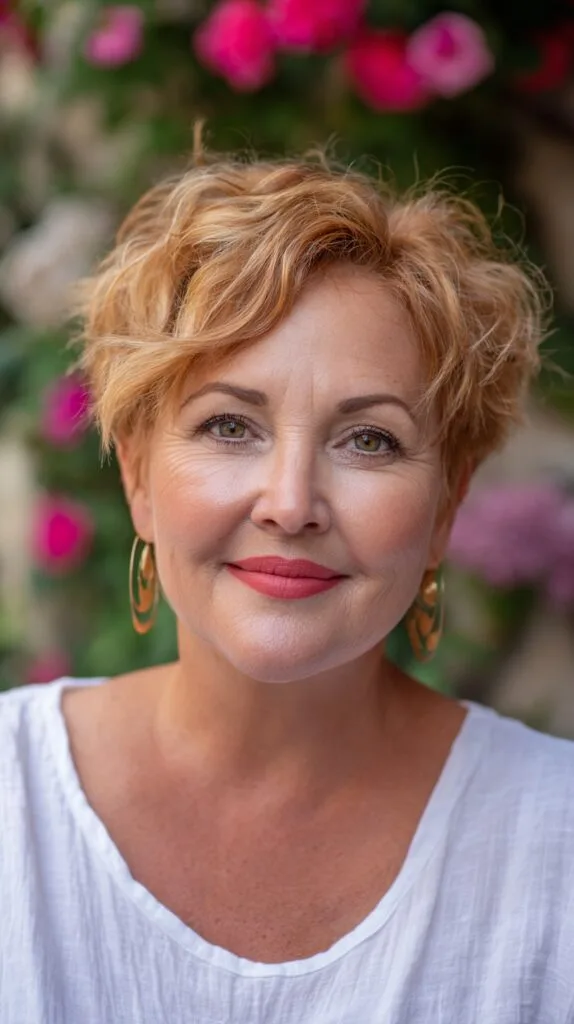 Short Wavy Layered Pixie with Side-Swept Curtain