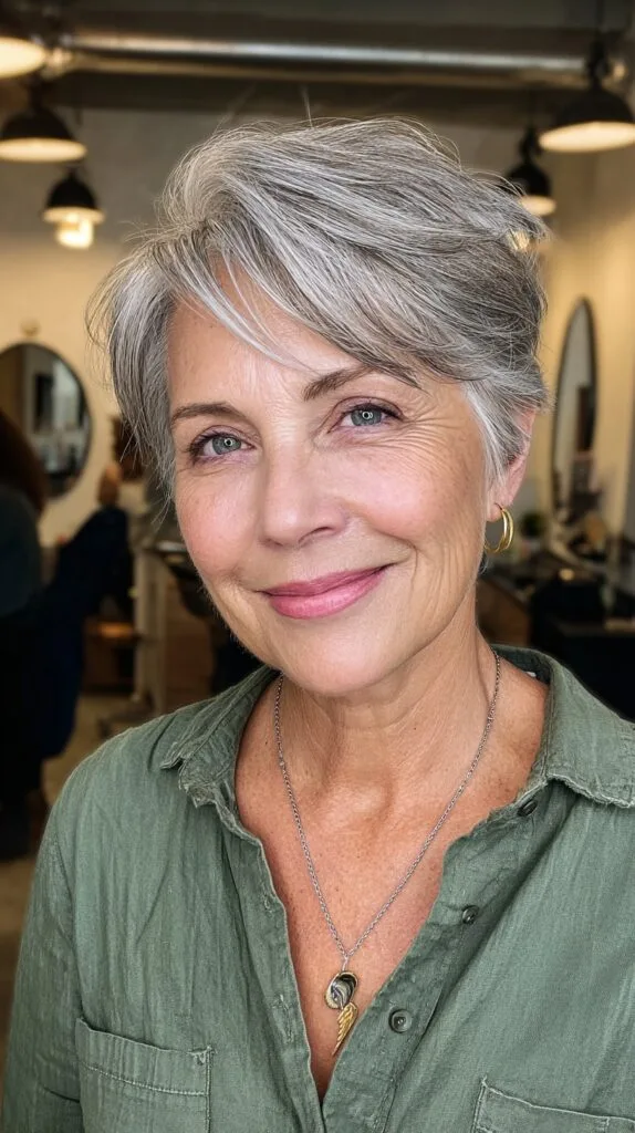 Silver Elegance Swept-back Layered Cut