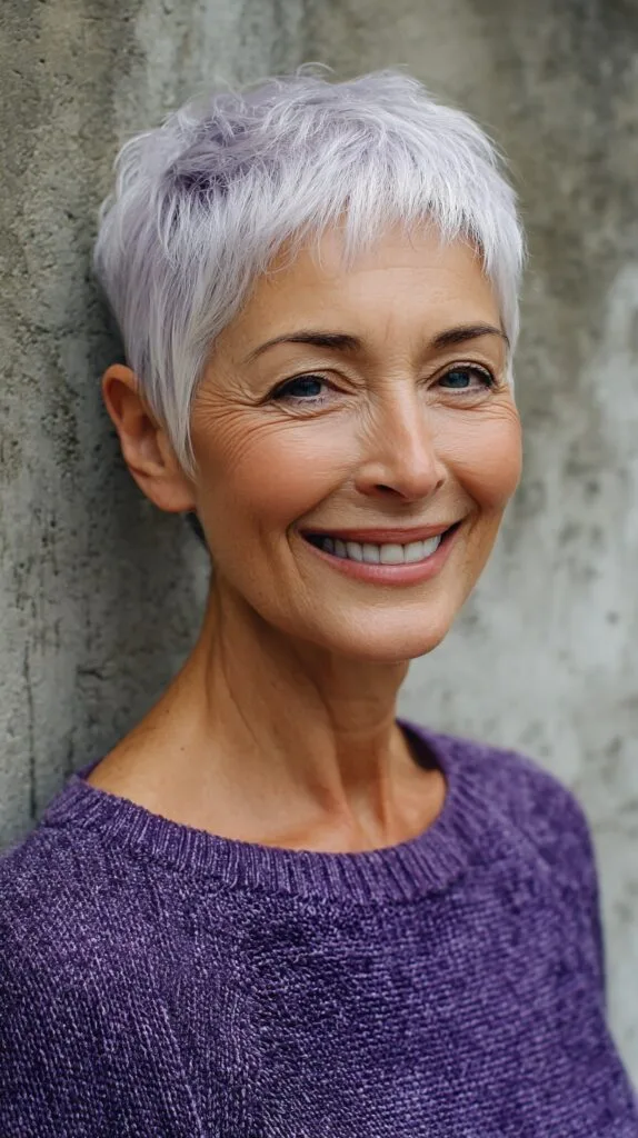 Silver Pixie Cut with Soft Textured Layers