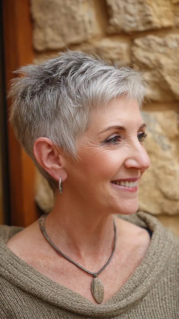 Silver Shadow Tapered Pixie with Textured Layers
