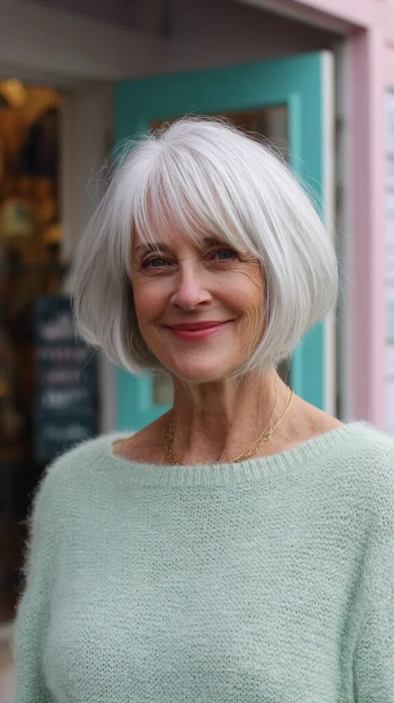 Silver Siren Sleek Bob with Feathered Bangs