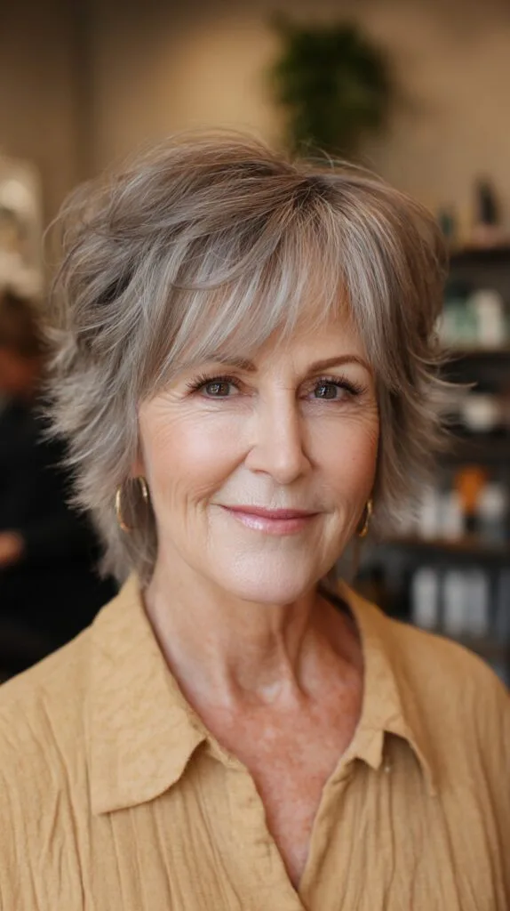 Silver Textured Shag with Flipped Ends