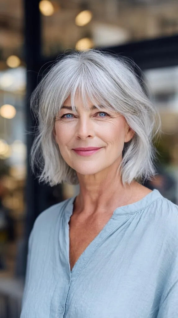 Silver Waves with Soft Wispy Bangs