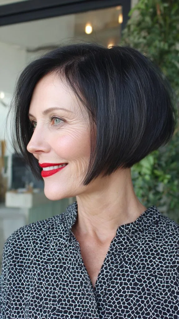 Sleek Angled Chin-Length Bob with Stacked Nape