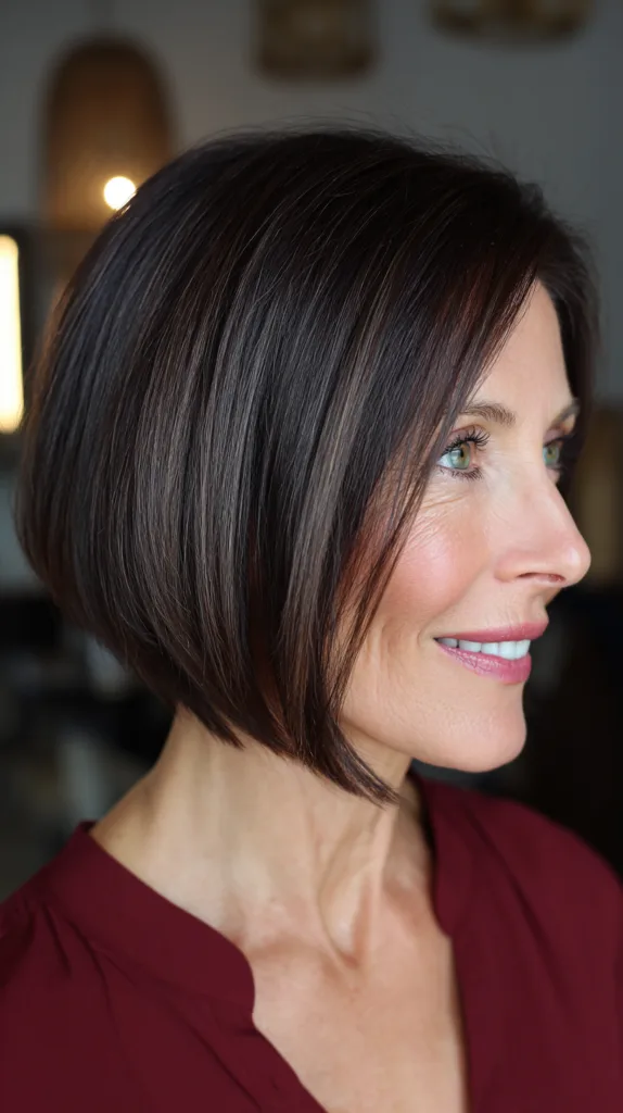 Sleek Angular Bob with Subtle Highlights