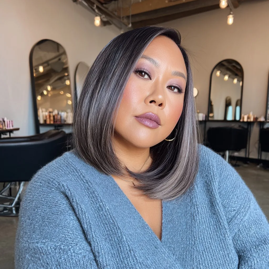 Sleek Ash Brown Midi Bob with Subtle Face-Framing Layers