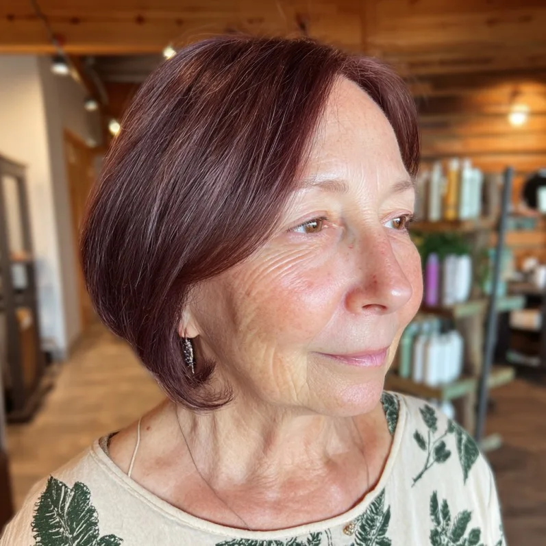 Sleek Cherry Red Bob with Subtle Angles